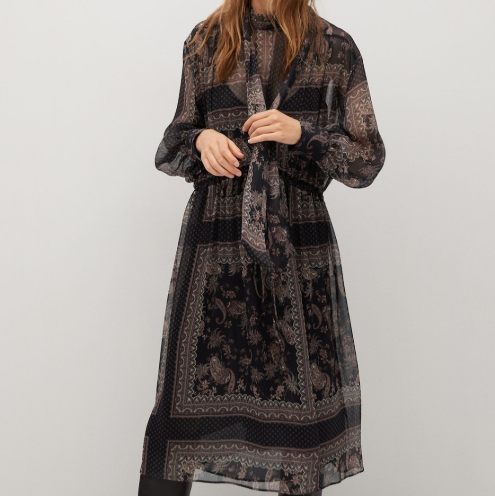Mango midi dress | flowy printed dress | Long boho dress